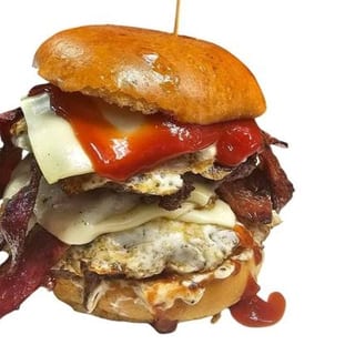 MONSTER BACON EGG CHEESE BURGER + Fries & 12oz Coke