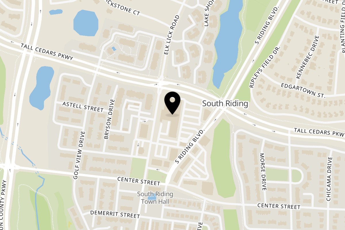 Map showing the location of Burger Xpress on 43090 Peacock Market Plaza in South Riding